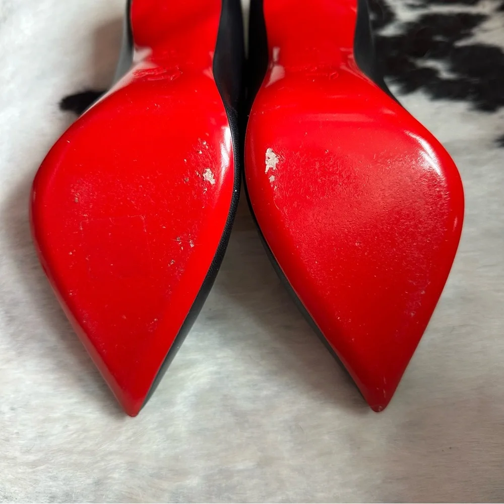Christian Louboutin Black Leather Pigalle Follies 100mm Heels 39 - Picture 5 of 10